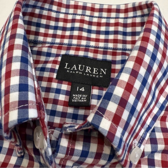 Ralph Lauren Black Label Youth Boys Shirt Red Blue & White Button Down Sz 14 NEW - Picture 3 of 9
